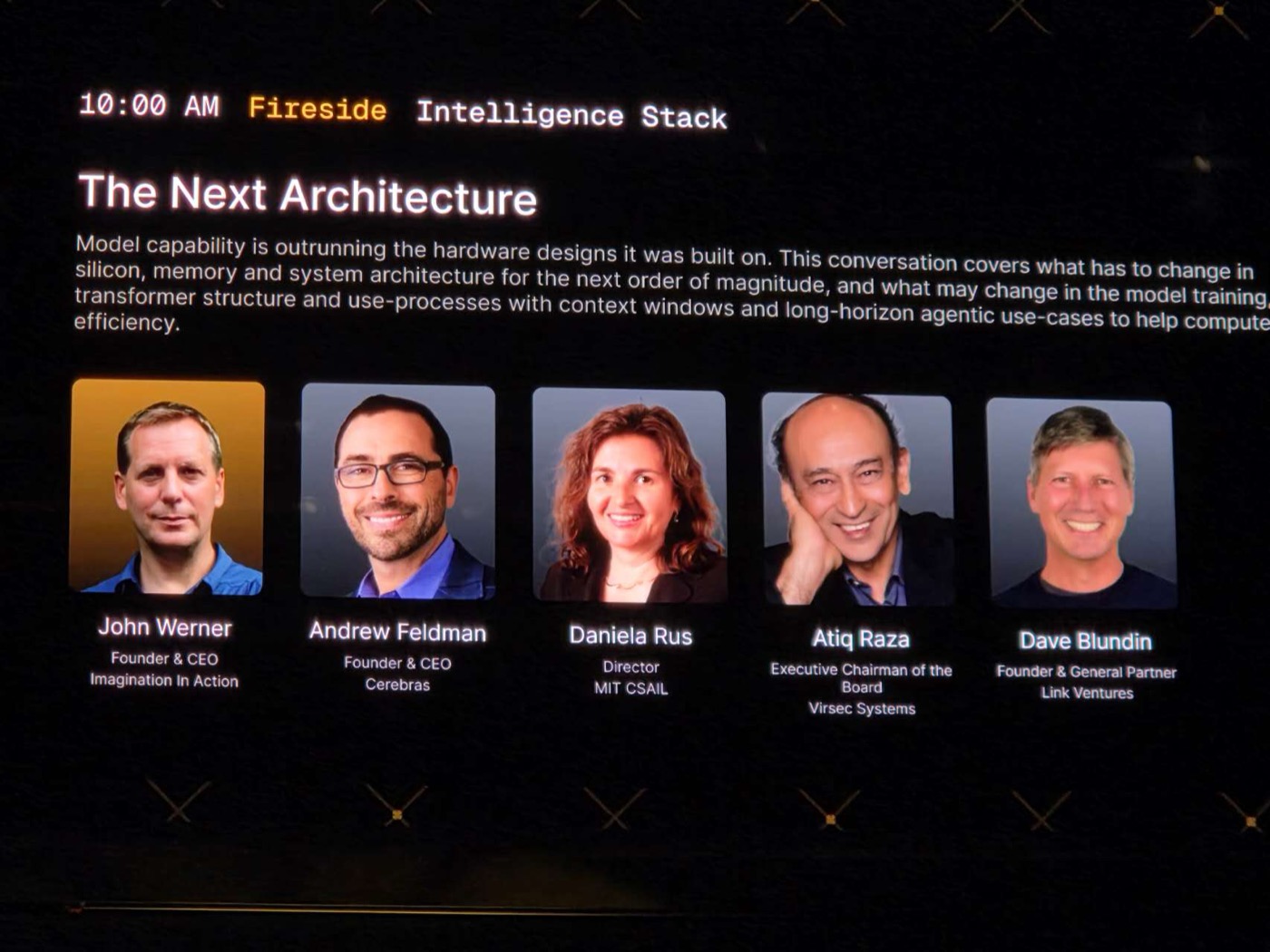 The Next Architecture 场次大屏,2026 年 9 月 14 日上午 10 点:Model capability is outrunning the hardware designs it was built on